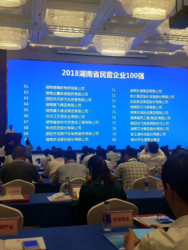 湖南省發(fā)布民營(yíng)企業(yè)100強名單，天嬌榮膺63位